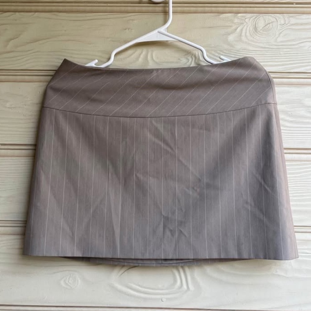 Vintage Express Taupe Pinstripe Pencil Mini Skirt